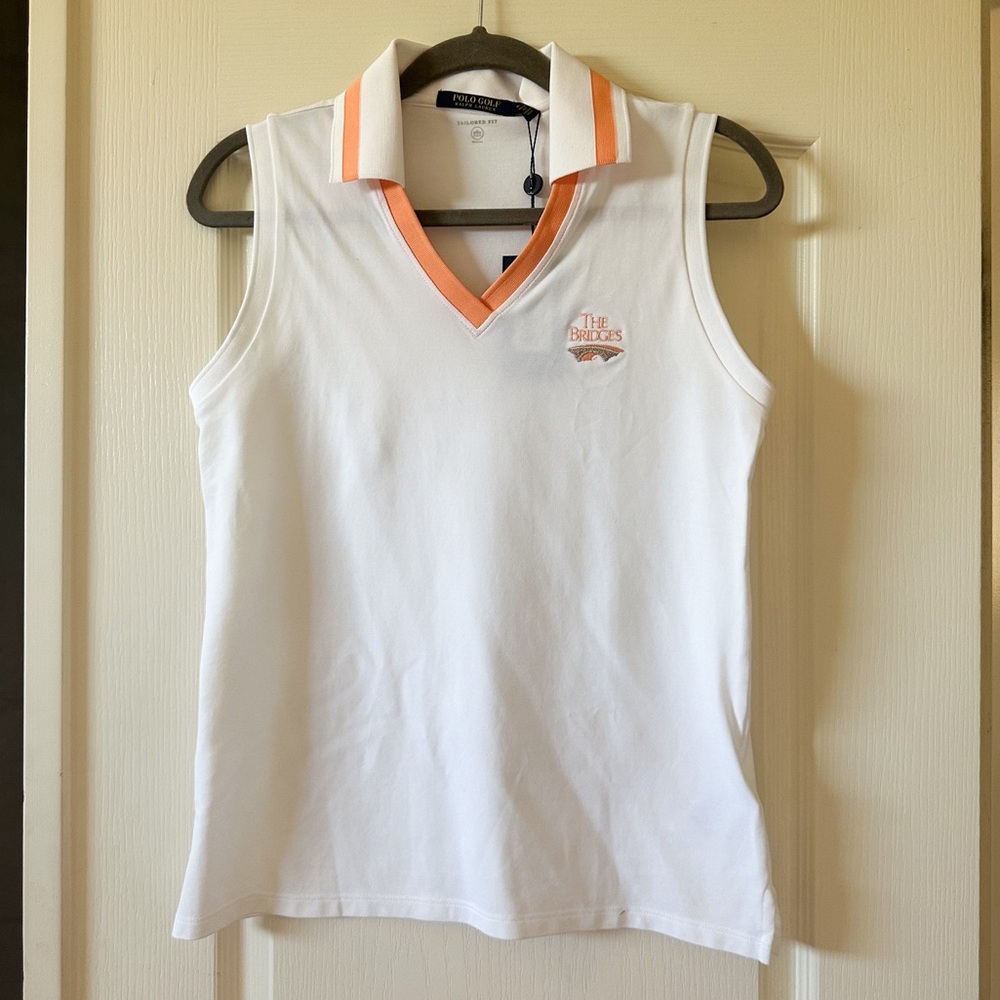 Ralph Lauren Polo sleeveless golf shirt NWT white the bridges medium